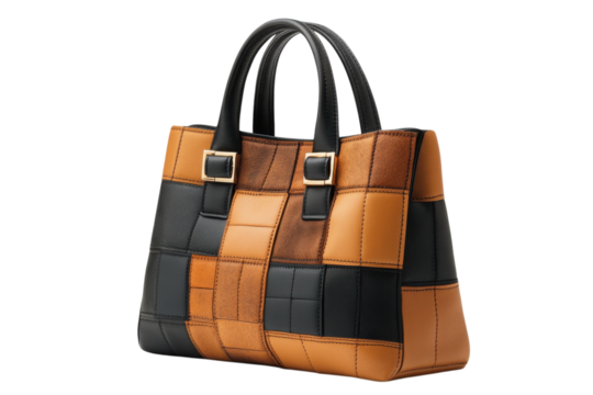 Stylish leather handbag with colorful patchwork design suitable for various occasions and seasons