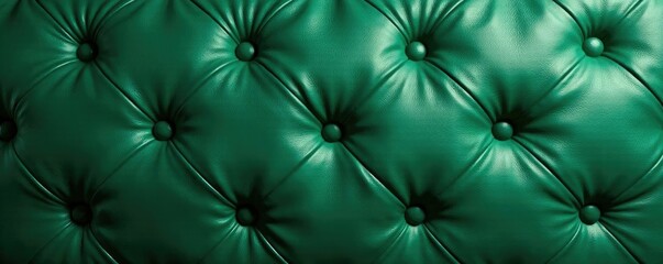 Fototapeta premium Deep green tufted leather background with subtle texture and soft sheen, luxury leather, premium material, leather textures