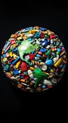 Obraz premium Image du globe terrestre fait de déchets