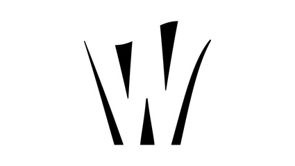 W letter logo, black isolated silhouette