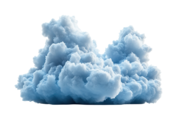 Soft blue cloud mass floating against a white background creates a dreamy atmosphere for artistic expressions and design