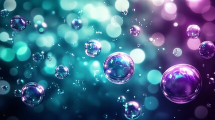 vibrant purple and teal abstract background with overlapping floating bubbles and soft gradients, sleek and futuristic, playful and artistic design