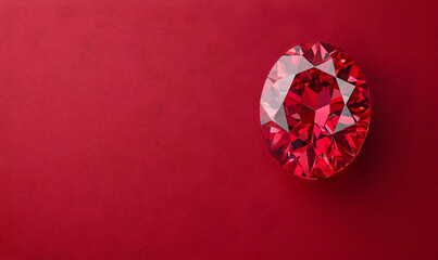 Brilliant Red Gemstone on Deep Red Background with Elegant Sparkle