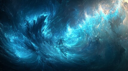 vivid blue and teal abstract design with fluid shapes and glowing highlights, dynamic and futuristic, artistic and modern design