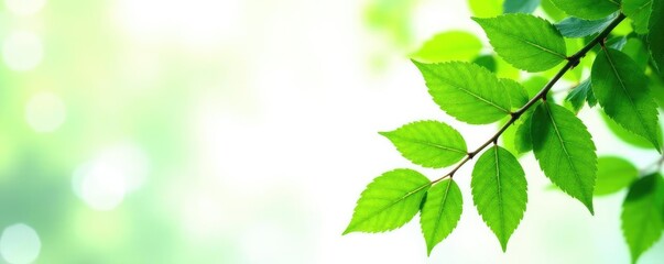 Obraz premium Leafy branches with lush green foliage isolated on white background, leafy greens, nature, green