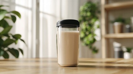 Minimalistic shaker bottle with a protein shake