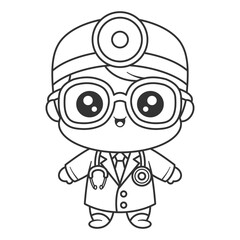 Little boy wearing a doctor's uniform, for coloring
