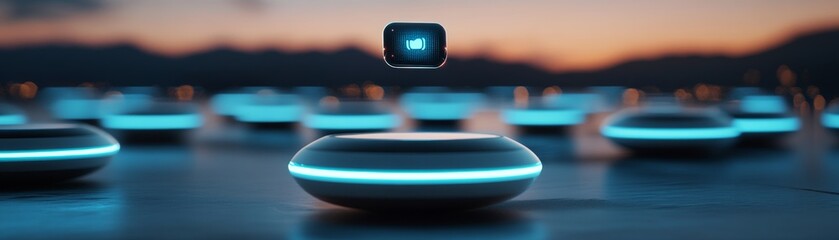 A city where everyone has a floating digital assistant, glowing softly in the air