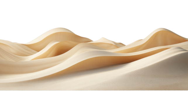 Sand dunes landscape forming a seamless pattern on transparent background