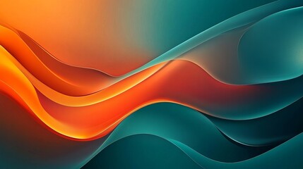 Obraz premium vivid orange and teal abstract design with fluid shapes and glowing highlights, dynamic and futuristic, artistic and vibrant composition