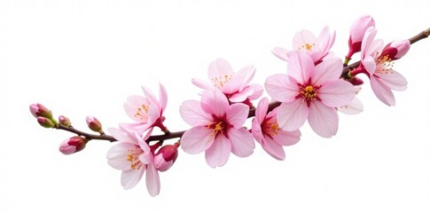Naklejka premium Single branch with flowers isolated on white background, blossoms, nature