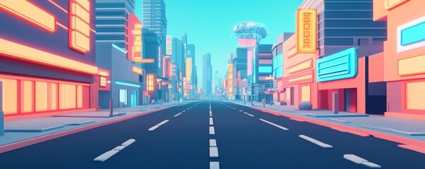 Obraz premium A dystopian city with decaying neon signs, malfunctioning AI, and smog-filled streets