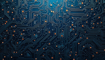 Circuit board pattern with a tech theme and organized layout from a top view