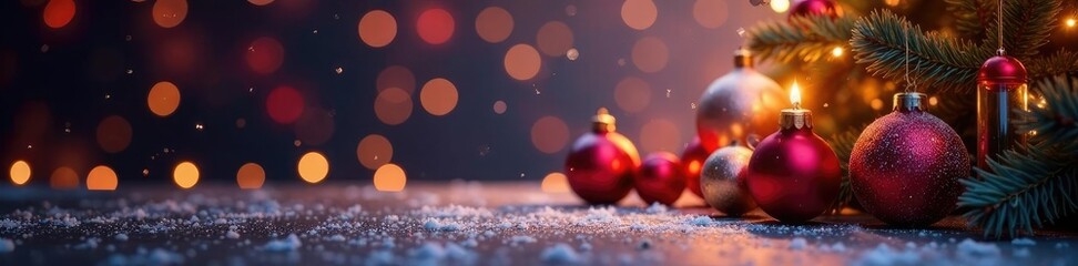 Spotlight shines on festive holiday decorations, celebratory ambiance, festive season