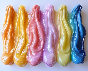 Rainbow slime flows on white