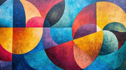 Fototapeta premium Vibrant Abstract Geometric Art with Textured Swirls and Bold Colors