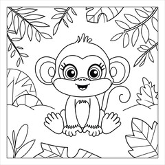 Obraz premium Monkey coloring page outline