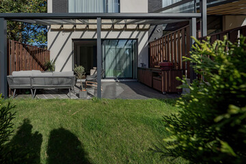 cozy terrace and villa exterior, 3d render
