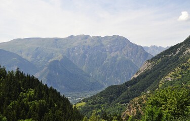 mountain landscape with clouds, tour of the Ecrins and Oisans Massif, hiking, trek, GR54, Alps, France, summer, holidays.