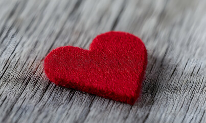 Fototapeta premium Textured Red Heart Shape on Wooden Surface for Love Theme Image