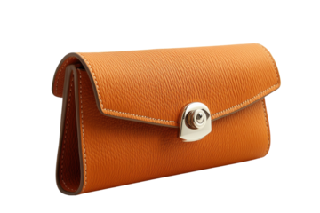 Elegant orange leather wallet displayed on a clean surface showcasing craftsmanship and design quality for fashion enthusiasts to admire