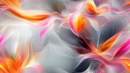 Seamless pattern with colorful abstract fluid texture with smooth flowing shapes in warm hues of orange, pink, and purple on a soft gradient background