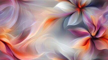 Seamless pattern with elegant abstract floral artwork with delicate flowing lines and soft pastel colors on a light background. Concept of beauty and nature