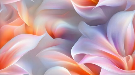 Seamless pattern with colorful abstract fluid texture with smooth flowing shapes in warm hues of orange, pink, and purple on a soft gradient background