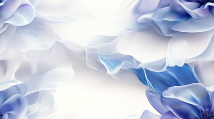 Seamless pattern with delicate abstract flowing fabric in blue and white tones on a soft background. Elegant and ethereal concept of fluidity and motion