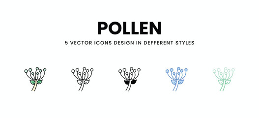 Pollen vector icons set stock illustration.