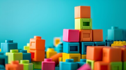 Obraz premium Recycled Plastic Building Blocks – Colorful and Sustainable