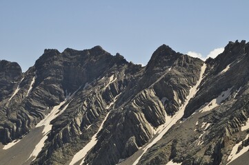 snow covered mountains, tour of the Ecrins and Oisans Massif, hiking, trek, GR54, Alps, France, summer, holidays.
