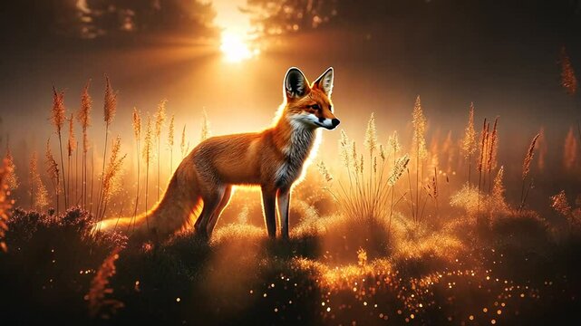 Fuchs auf einem goldenen Feld
