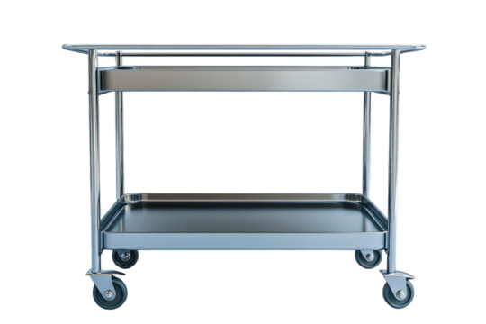 Stainless steel utility cart with three levels, designed for convenient transport in various spaces and settings