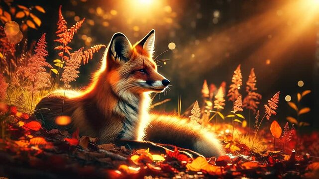 Fuchs leuchtet im warmen Licht