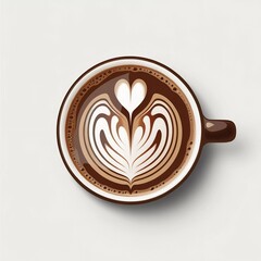 Latte Art: cup of coffee with heart shaped foam design on top