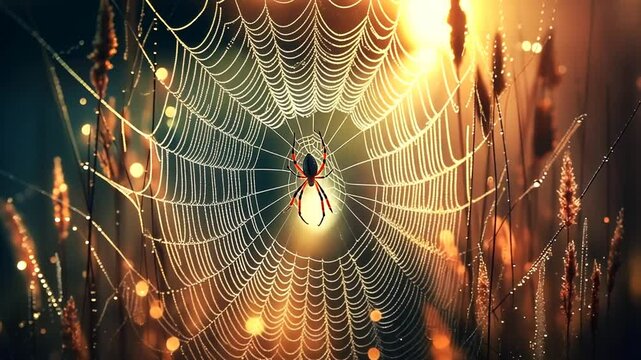 Spinne auf kunstvollem Netz