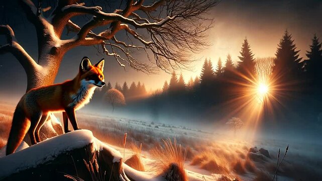 Fuchs im leuchtenden Wald