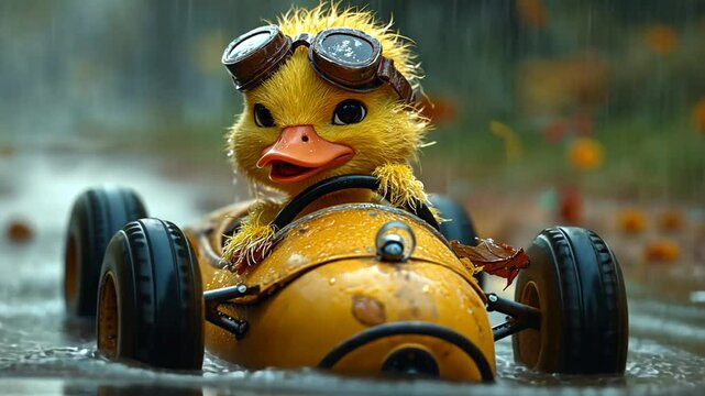 Ente in einem kleinen Auto