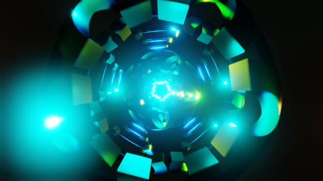 Seamless abstract loop of geometric shapes and rhythmic strobe light pulses