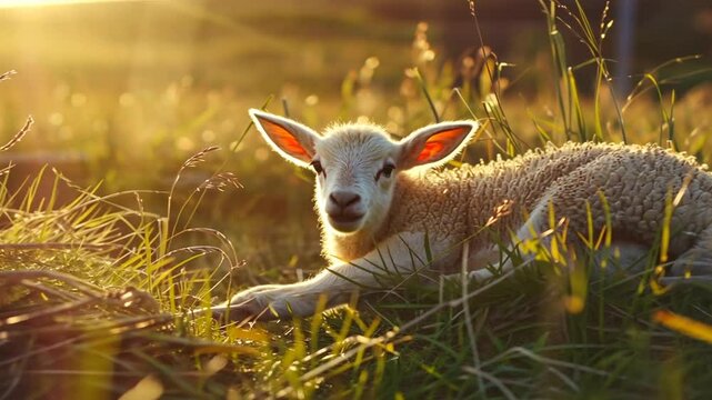 L&auml;mmchen spielt auf der Wiese