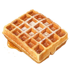 Belgian waffle isolated on transparent background