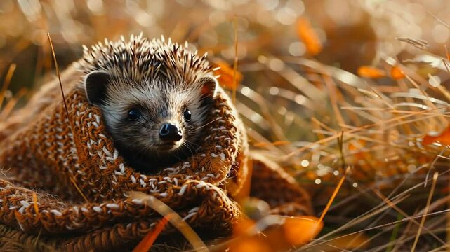 Igel in Bl&auml;tterhaufen