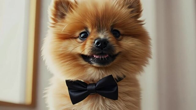 Kleiner Hund mit Fliege