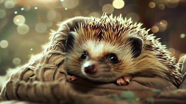 Fr&ouml;hlicher Igel mit Sonnenstrahlen