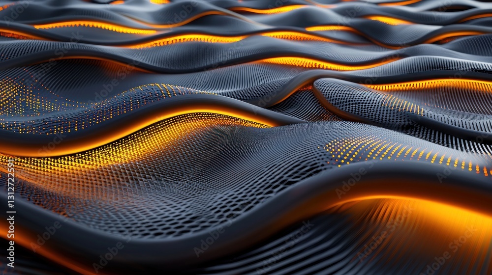 Poster abstract waves of data: a 3d render of network data flow