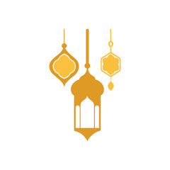Hanging Ramadan Lanterns and Islamic Ornaments Vector Design
