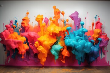 Colorful slime on a wall background