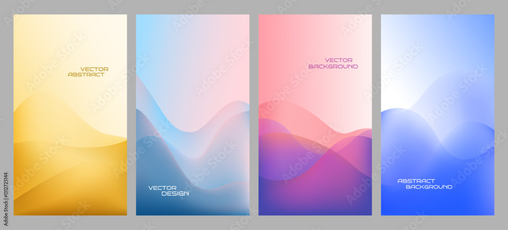 Wall mural vector illustration. abstract background with smooth wavy gradient shapes. minimalist design for fly