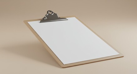 Blank Clipboard Mockup on Beige Background - Clean of a blank clipboard on a beige background, perfect for showcasing your designs or notes